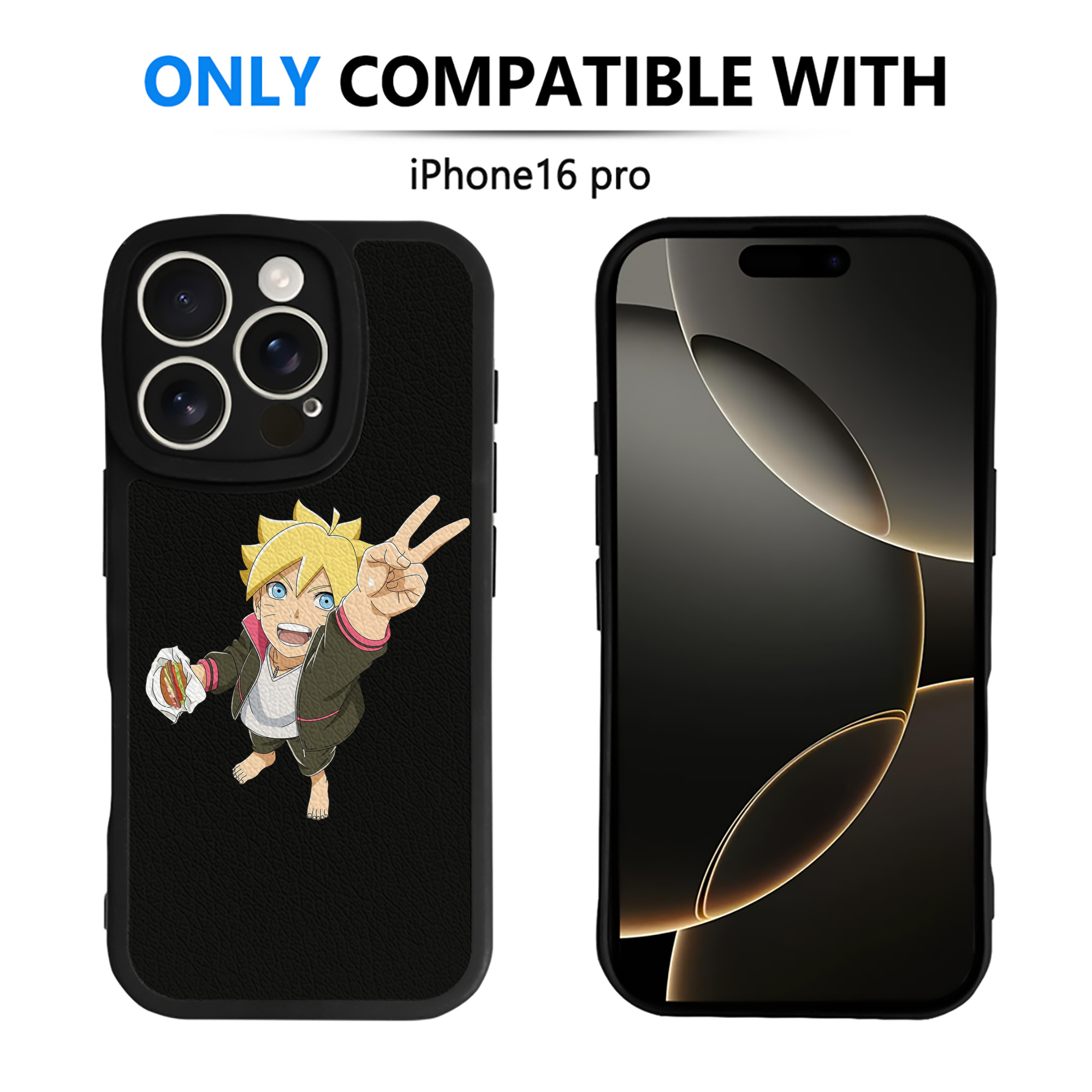 （画像用） NARUTO -ナルト- うずまき ボルト Uzumaki Boruto 【iPhone 16シリーズ対応】シリコンスマホケース（レザー調） 材質：シリコン